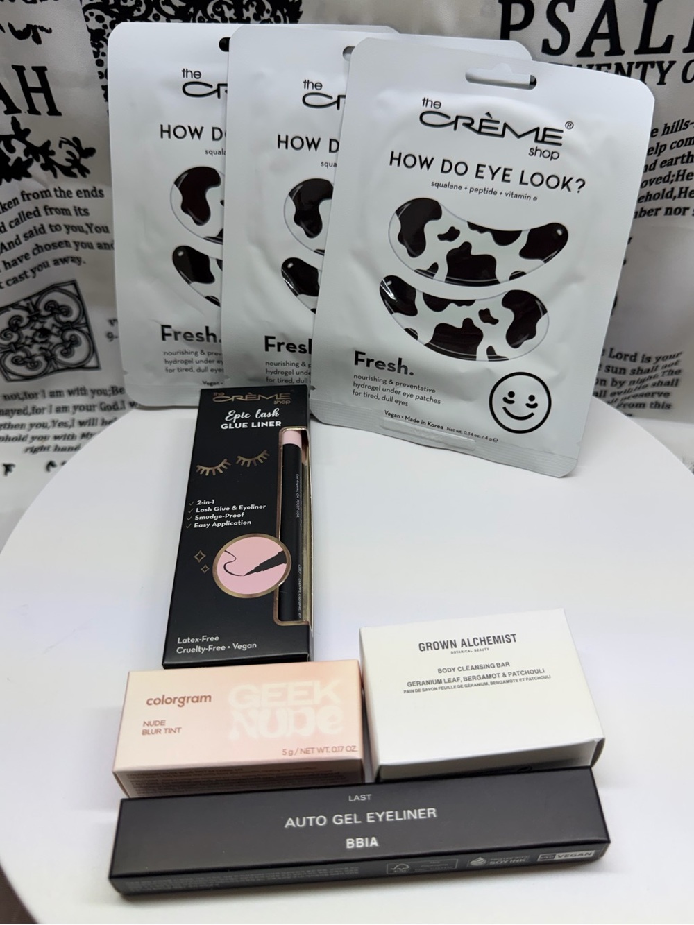 The Crème Shop Eye Masks + Assorted Makeup Bundle. Bundle 4